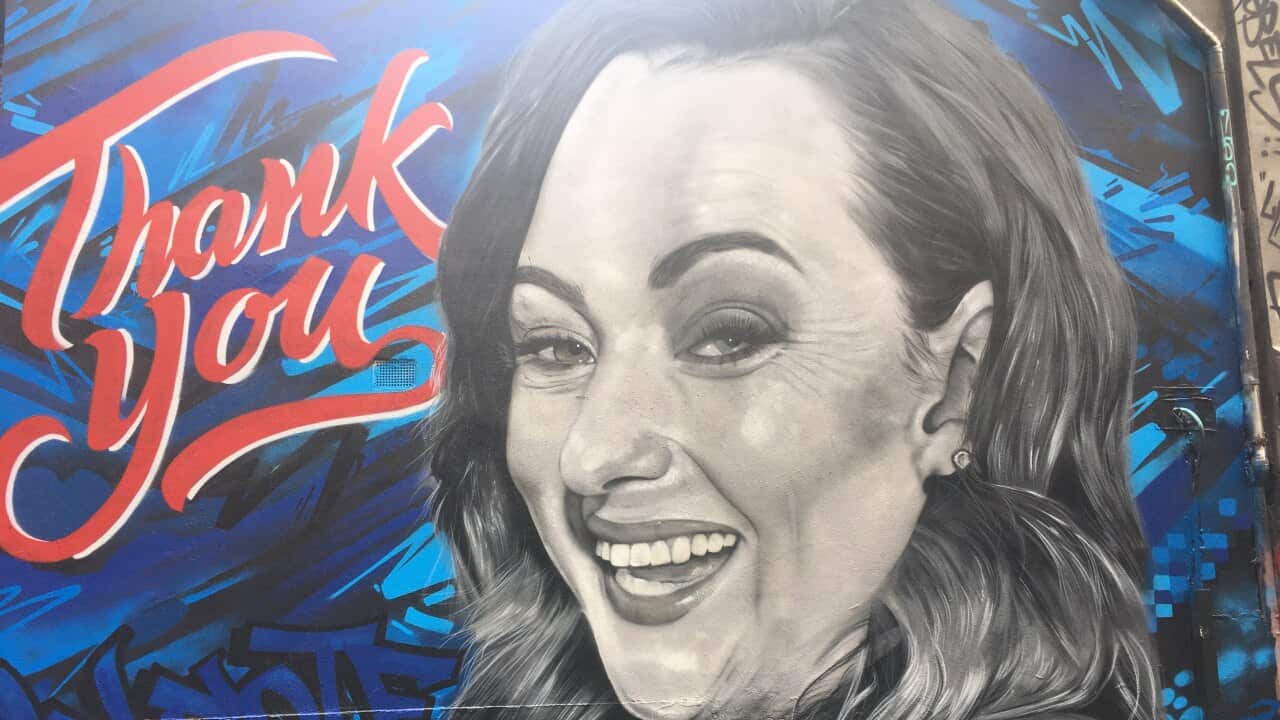 A mural of Celeste Barber has been painted in Melbourne's Hosier Lane.