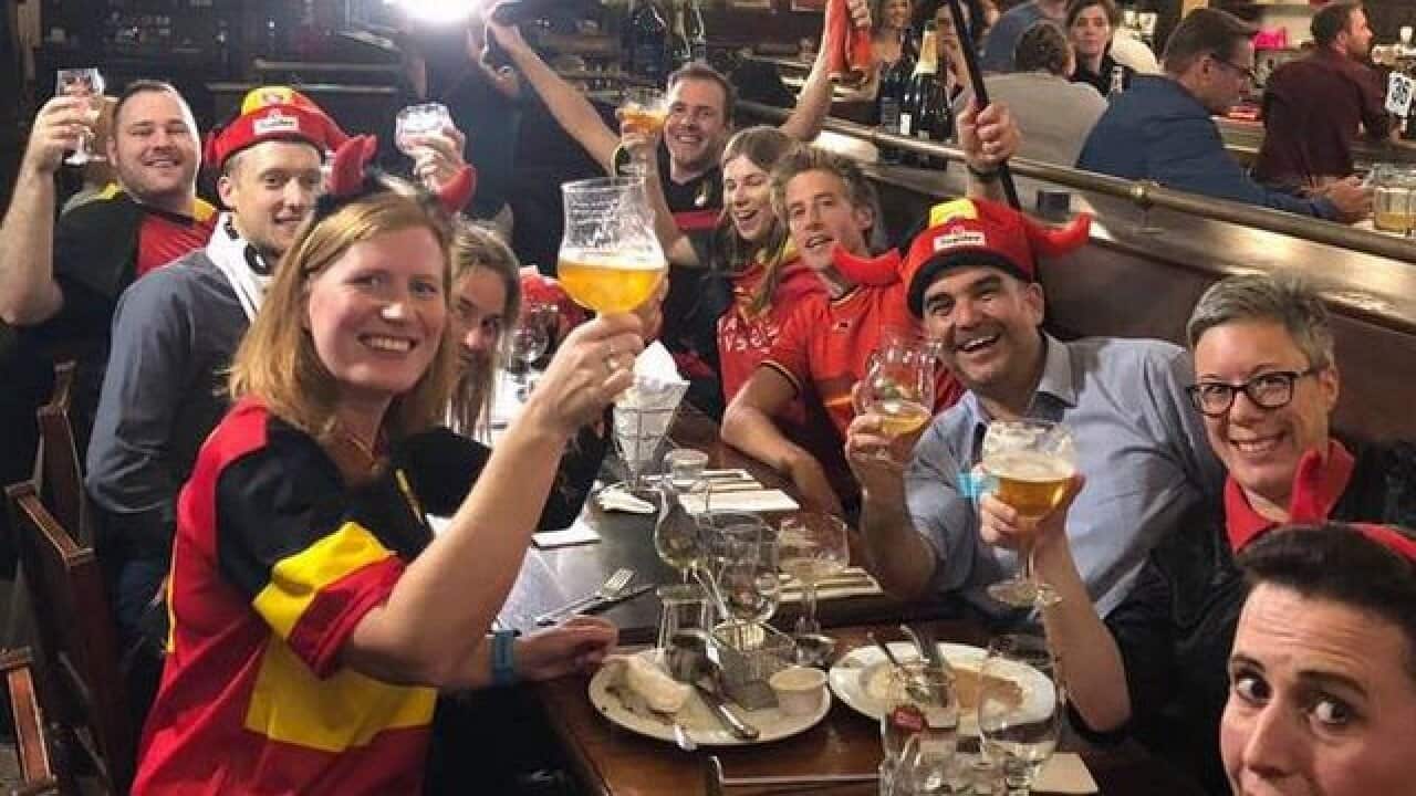 Members of Belgian community in Sydney, celebrating forthcoming participation of their home team at the World Cup 2018