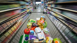 BERLIN, GERMANY - FEBRUARY 09: In the photo illustration a trolley full of groceries is pictured by long exposure on February 09, 2018 in Berlin, Germany. (Photo Illustration by Florian Gaertner/Photothek via Getty Images)