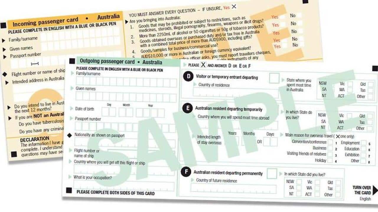 Incoming passenger cards