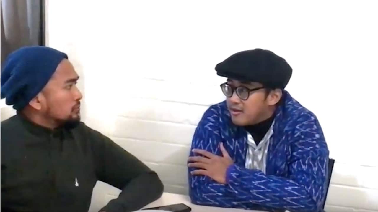 Duo Indonesian TV personalities, Imam Darto (L) and Dimas Danang (R)