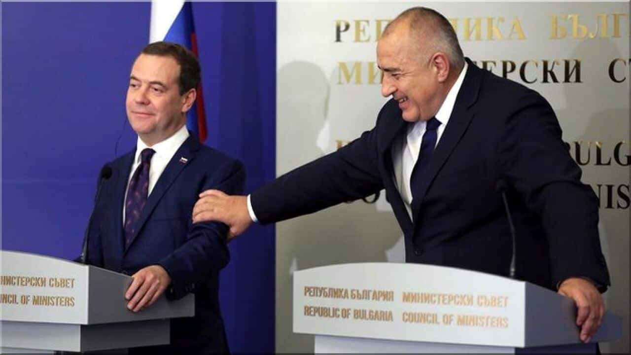 Борисов и Медведев по време на пресконференцията в София