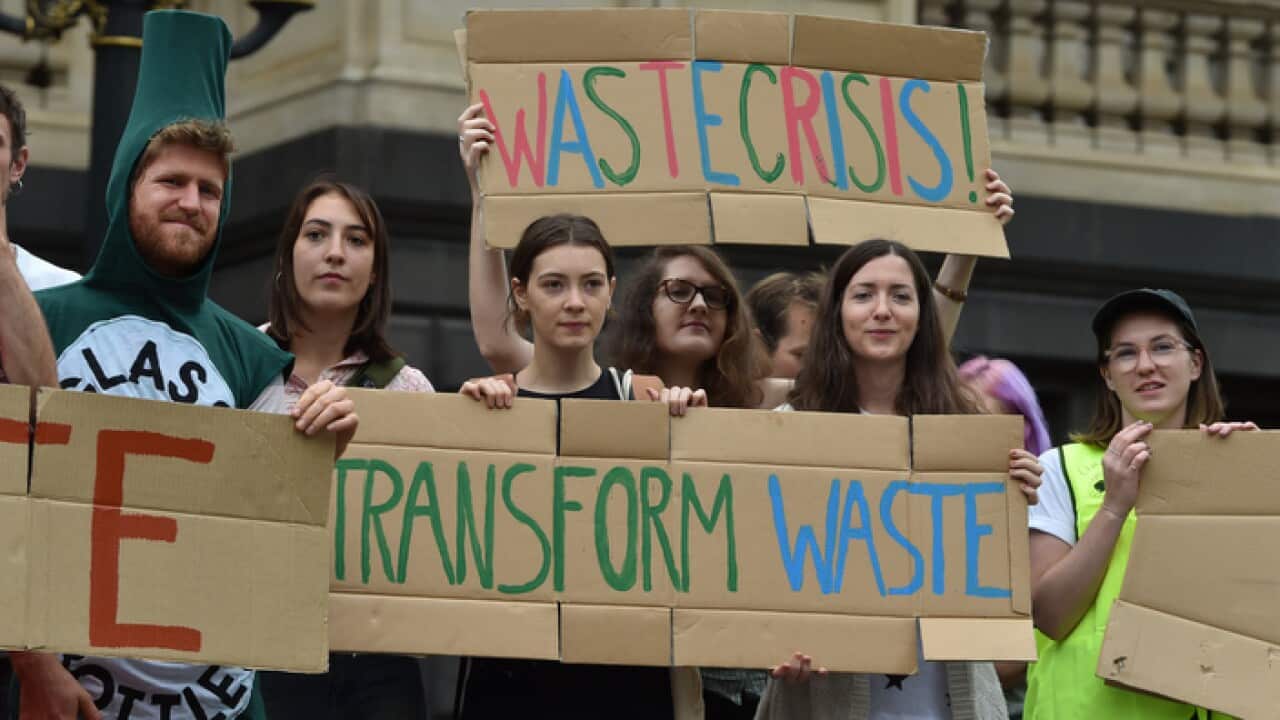 Protesters outside of the Parliament House, Melbourne