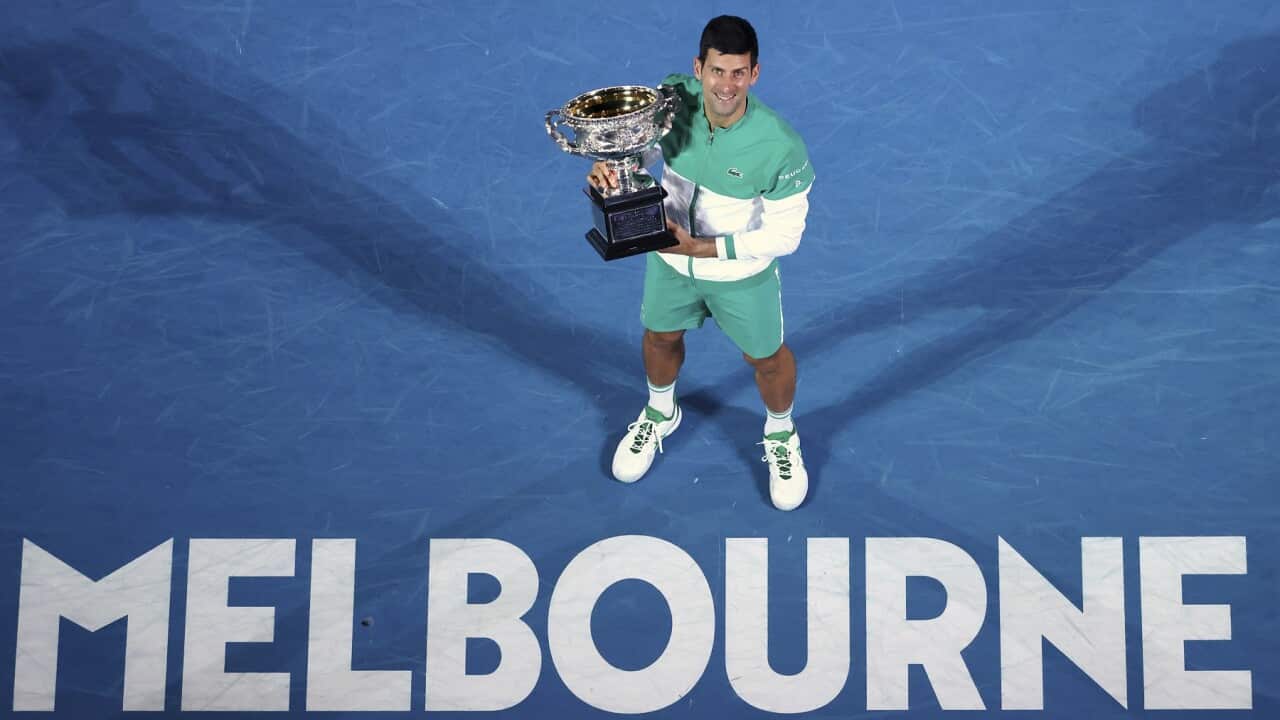 Serbia's Novak Djokovic in Melbourne in February 2021