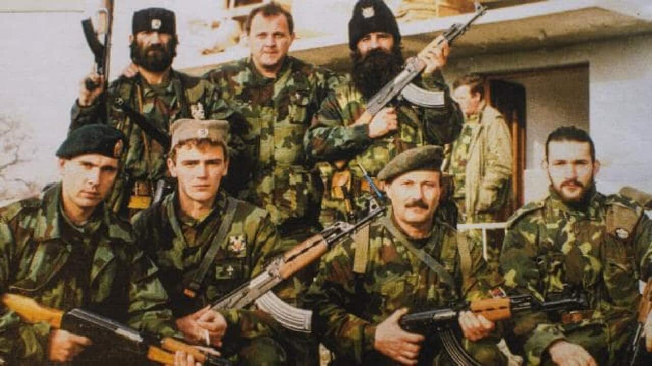 Tadic (c, upper row) with his men 1991