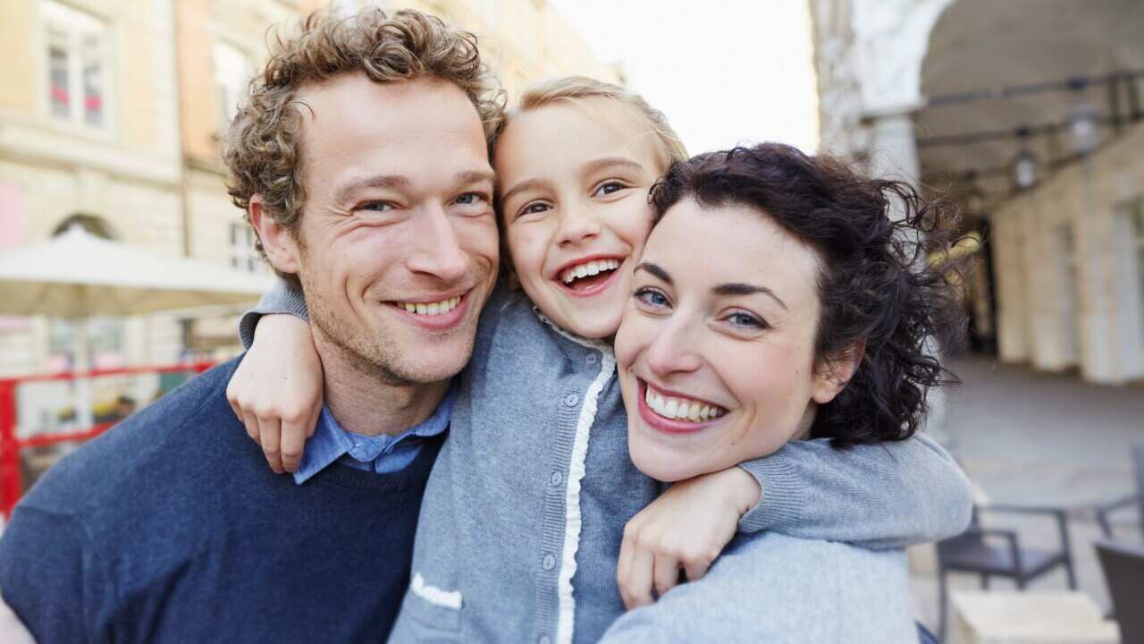 young happy family