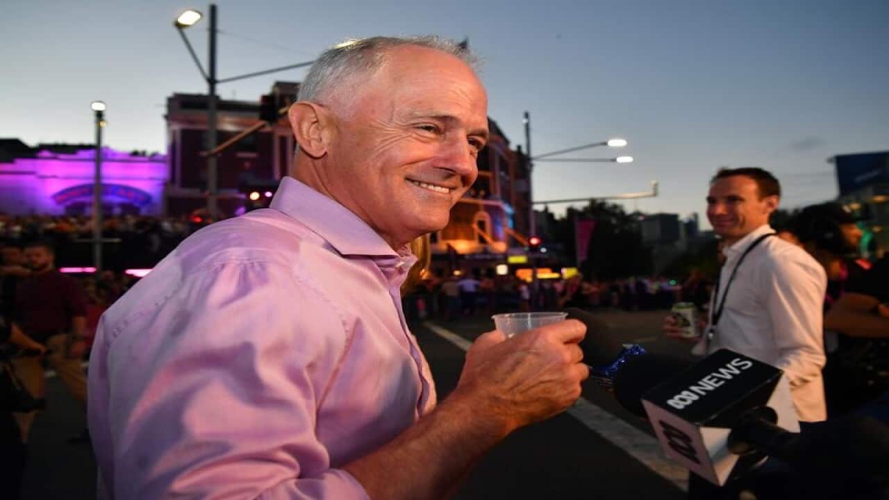 Malcolm Turnbull at Saturday night's Gay and Lesbian Mardi Gras.