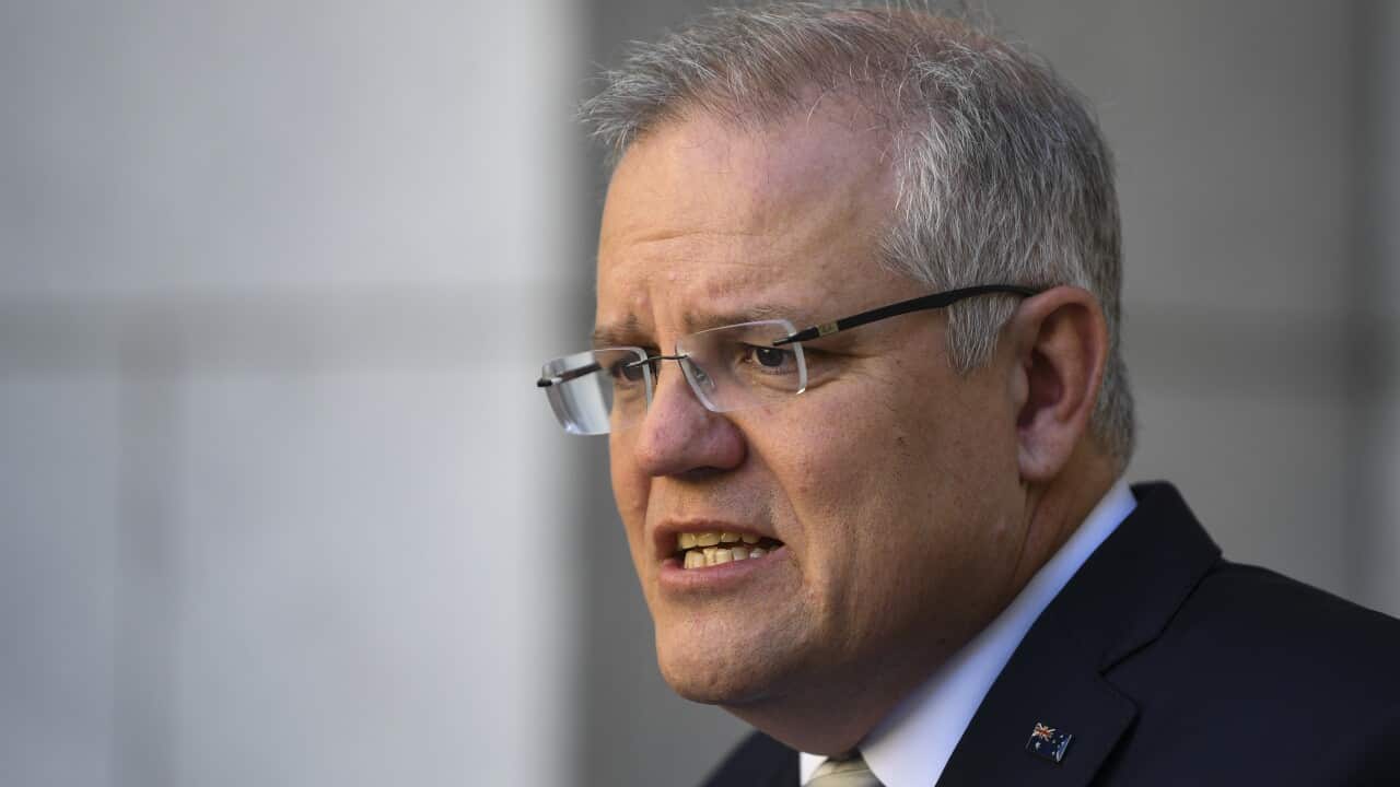 Prime Minister Scott Morrison speaks to the media during a press conference at Parliament House on Wednesday.