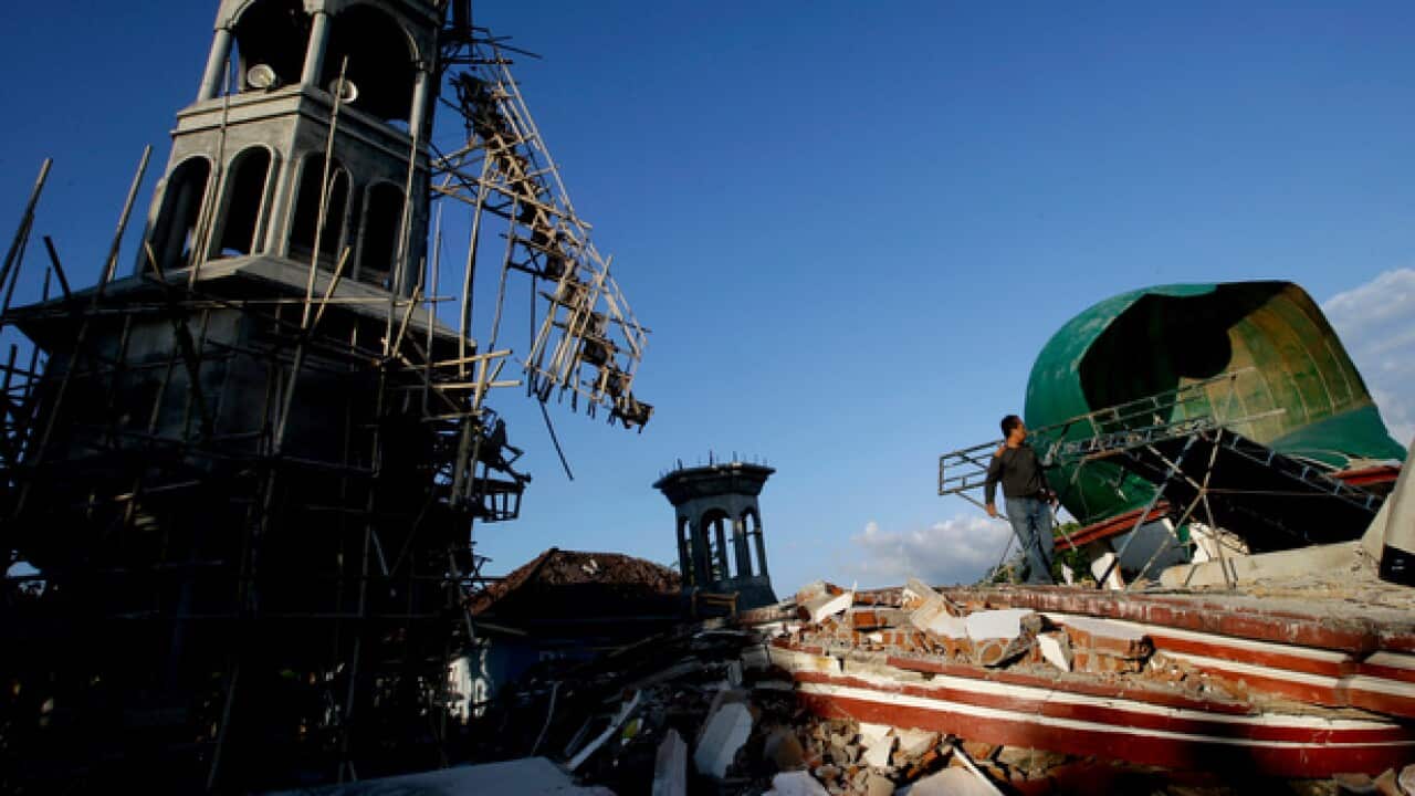 Cleaning up after the earthquake on Lombok