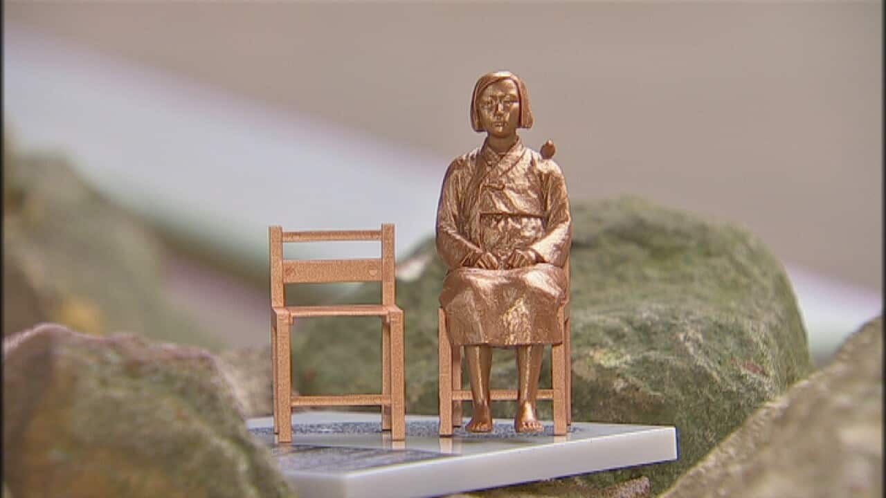 A model of the comfort women statue to be unveiled in Sydney (SBS)