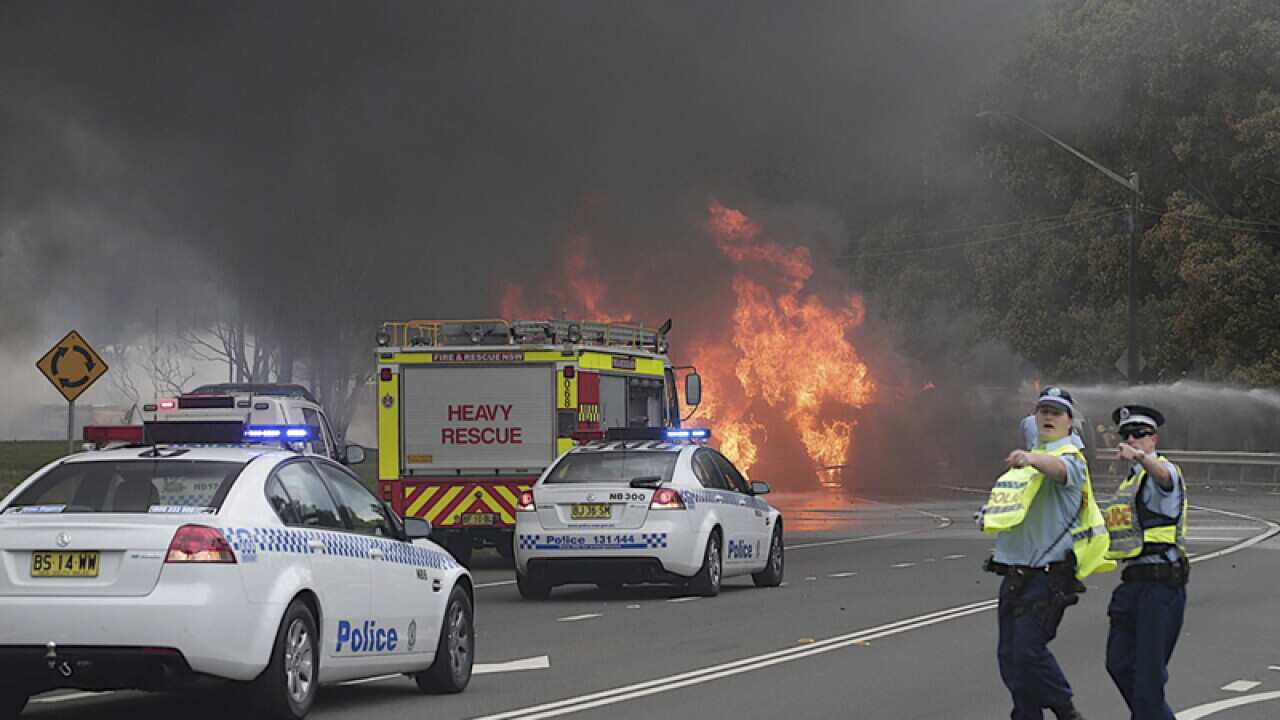 The scene of a tanker crash in Sydney