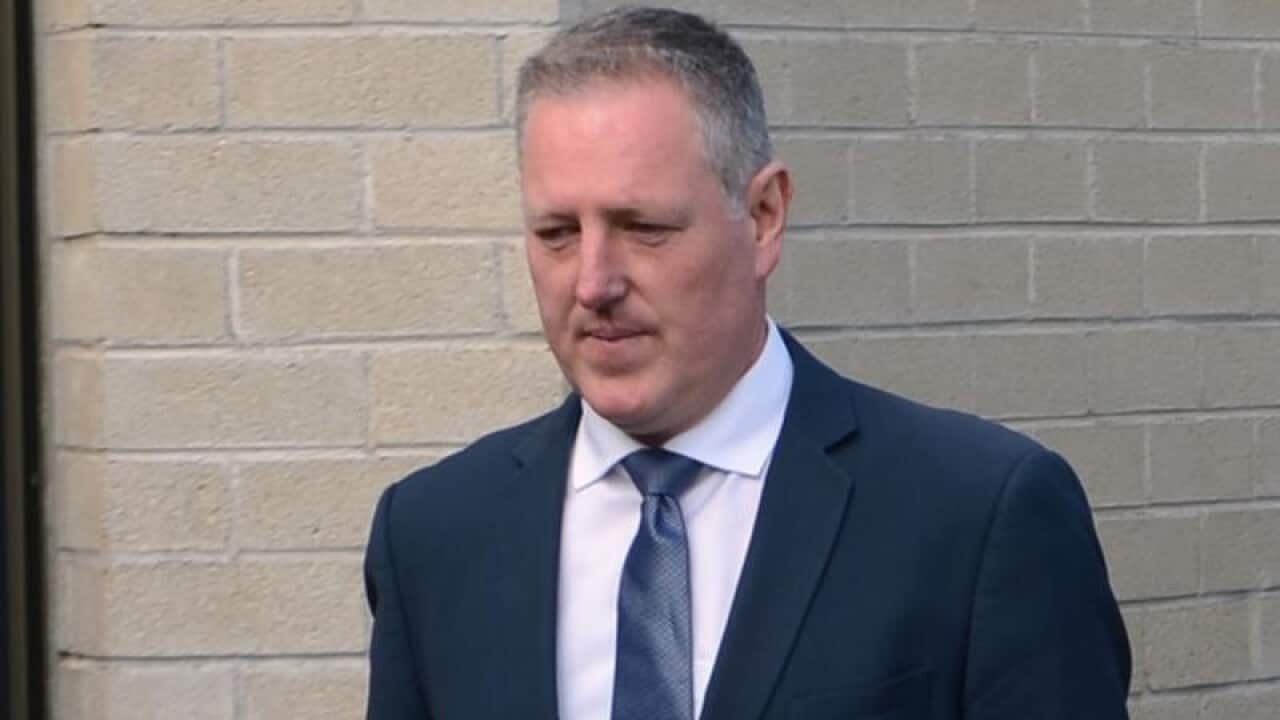Troy Bell arrives at the Mt Gambier Magistrates Court.