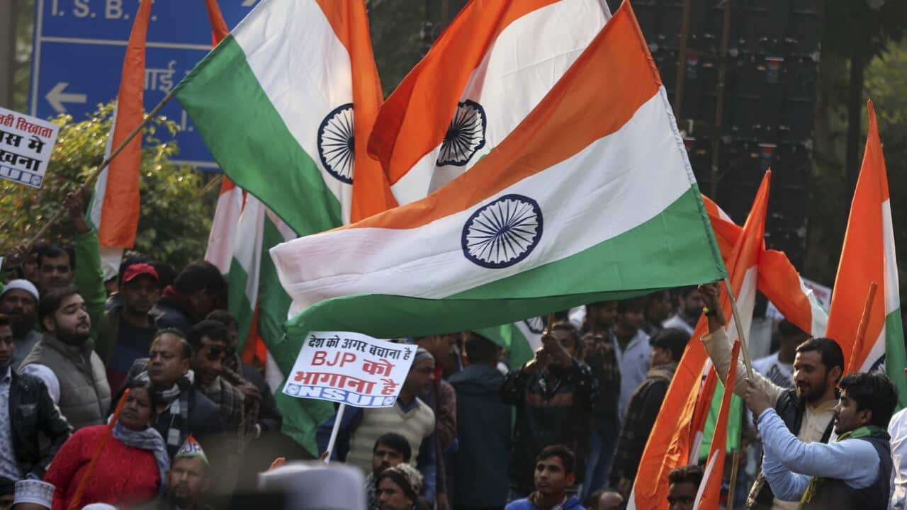 A silent protest against a contentious new citizenship law in New Delhi, India.