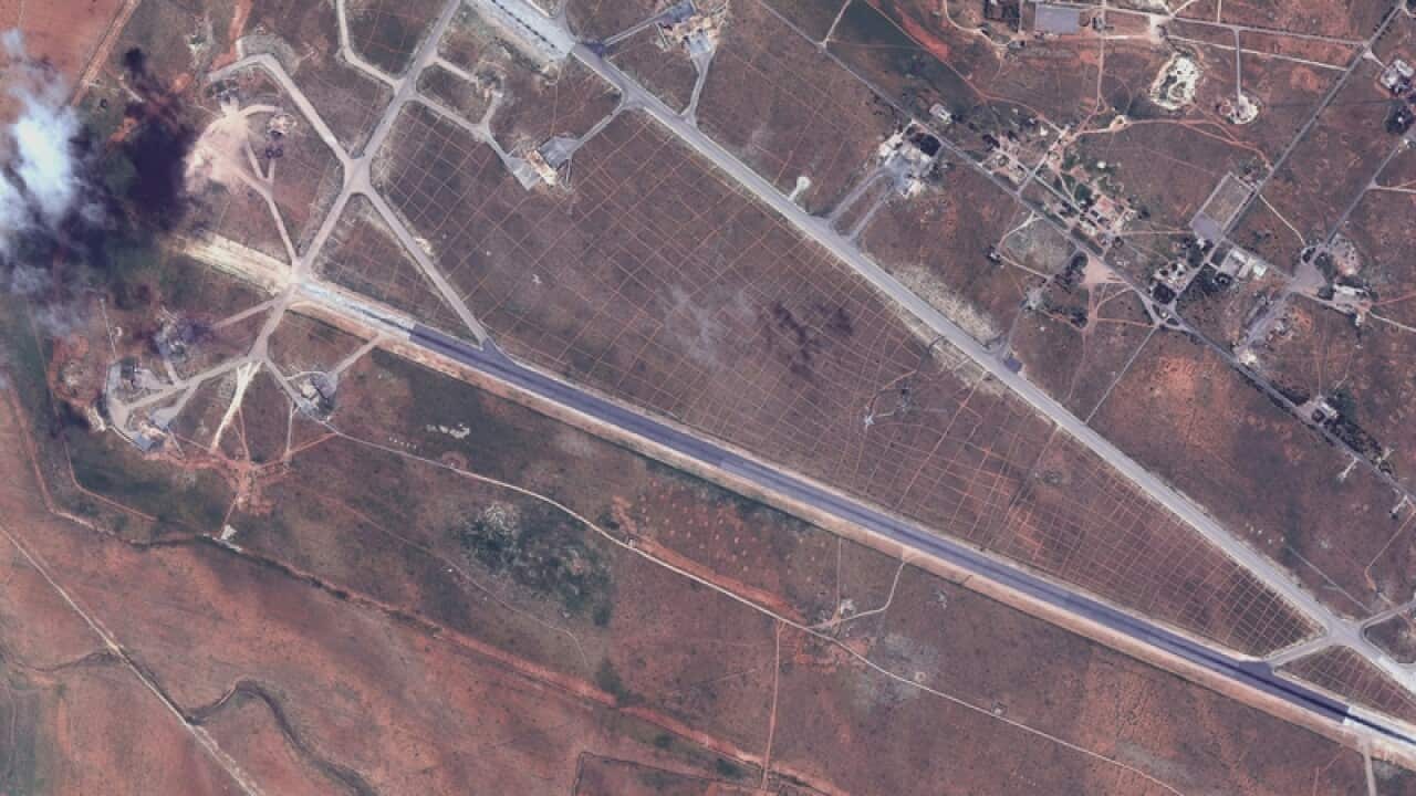 The Shayrat air base in Syria, following U.S. Attack Missile strike
