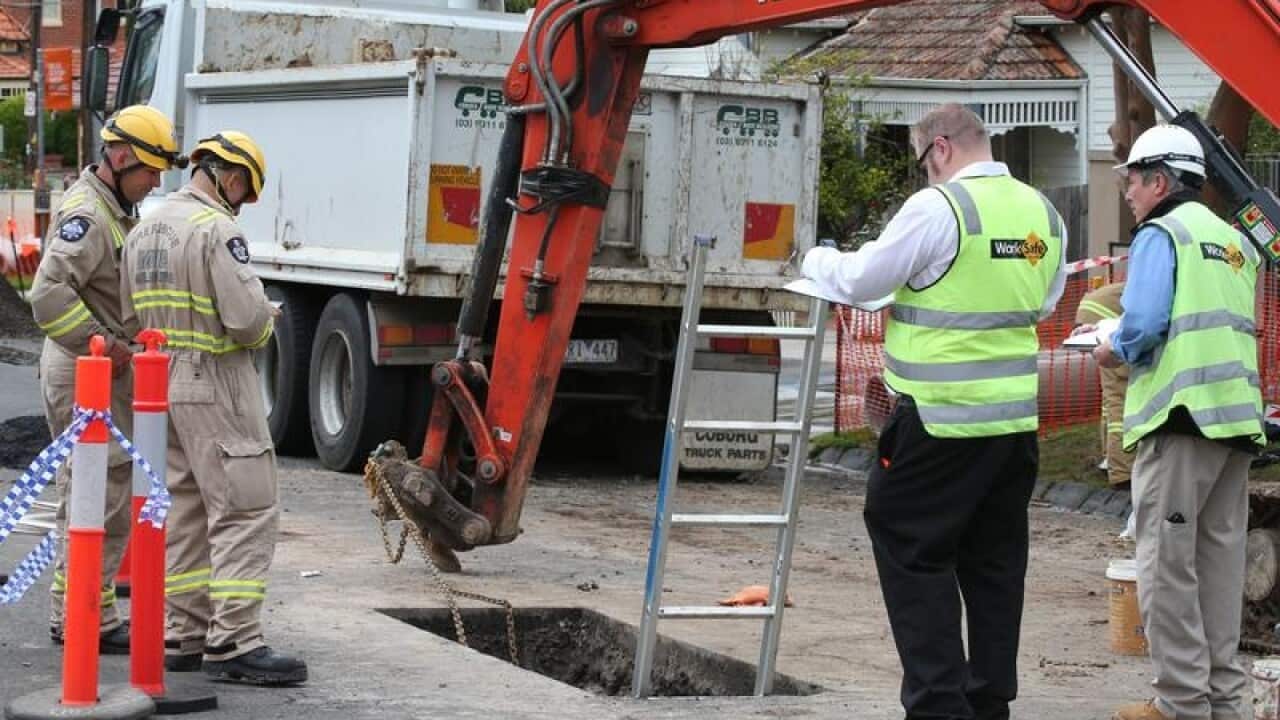 The scene where a man was rescued from a trench