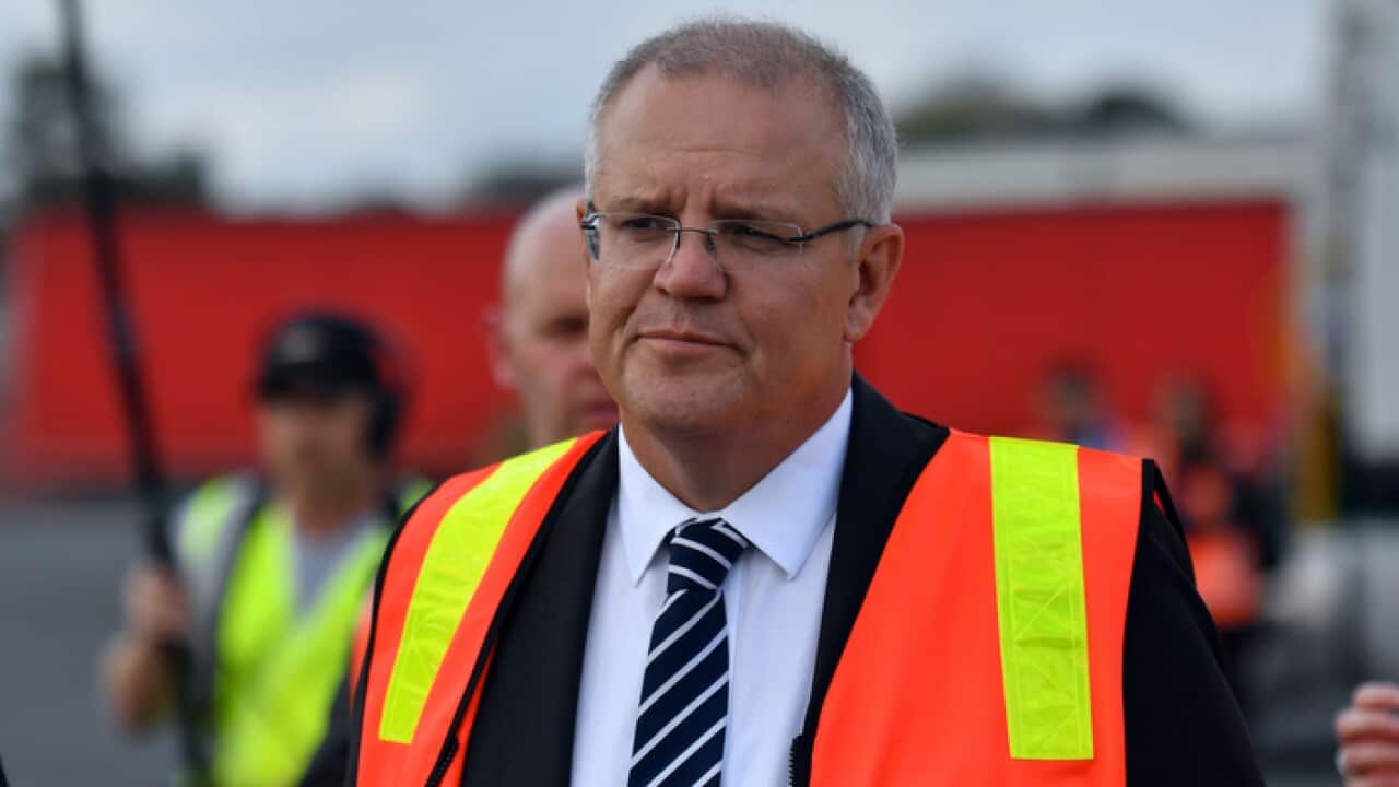 Prime Minister Scott Morrison at a trucking company in West Wodonga, Tuesday, May 7, 2019. (AAP Image/Mick Tsikas) NO ARCHIVING