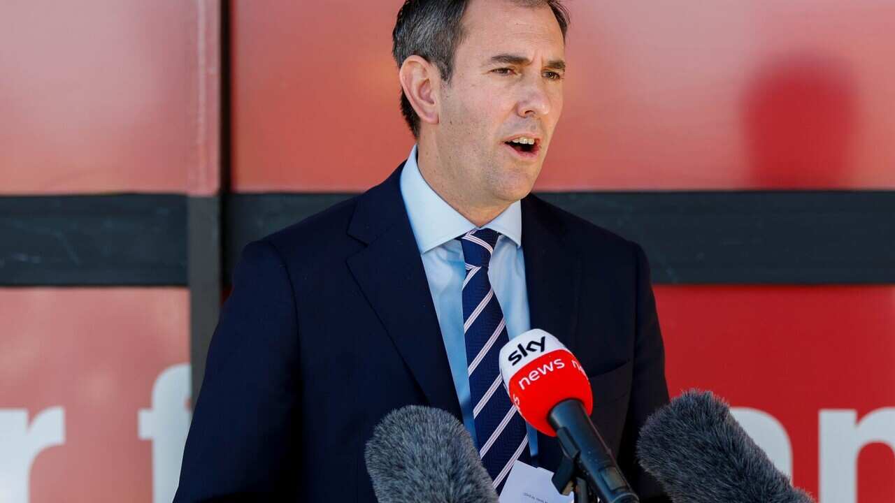 Federal Treasurer Jim Chalmers speaks to media during a press conference in Logan, Queensland, Tuesday, June 21, 2022. (AAP Image/Russell Freeman) NO ARCHIVING