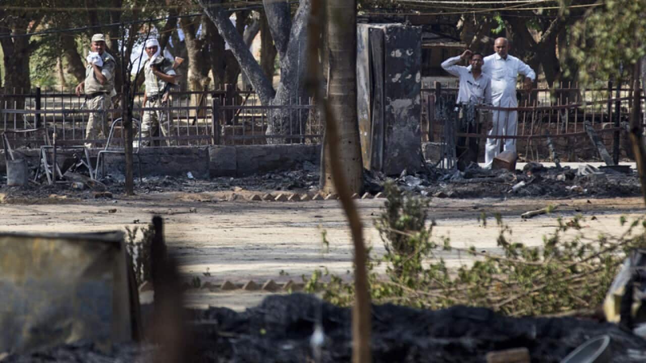 A city park where police clashed with squatters in Mathura, India