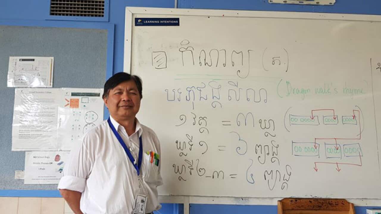 Teacher Chea Bun Song at VSL Khmer language class