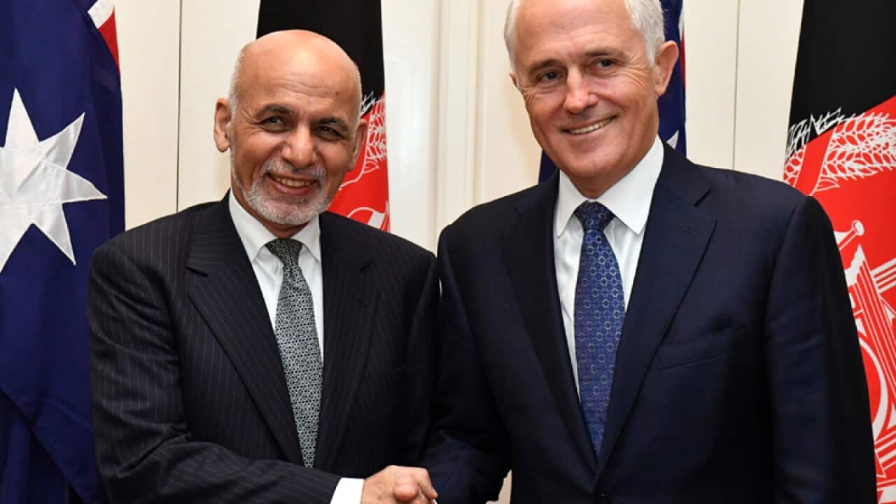 Afghanistan's President Dr Mohammad Ashraf Ghani and Malcolm Turnbull