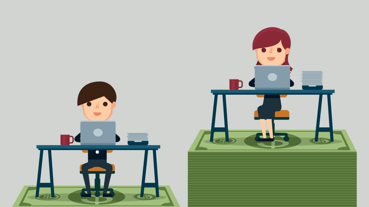 Business people work on money