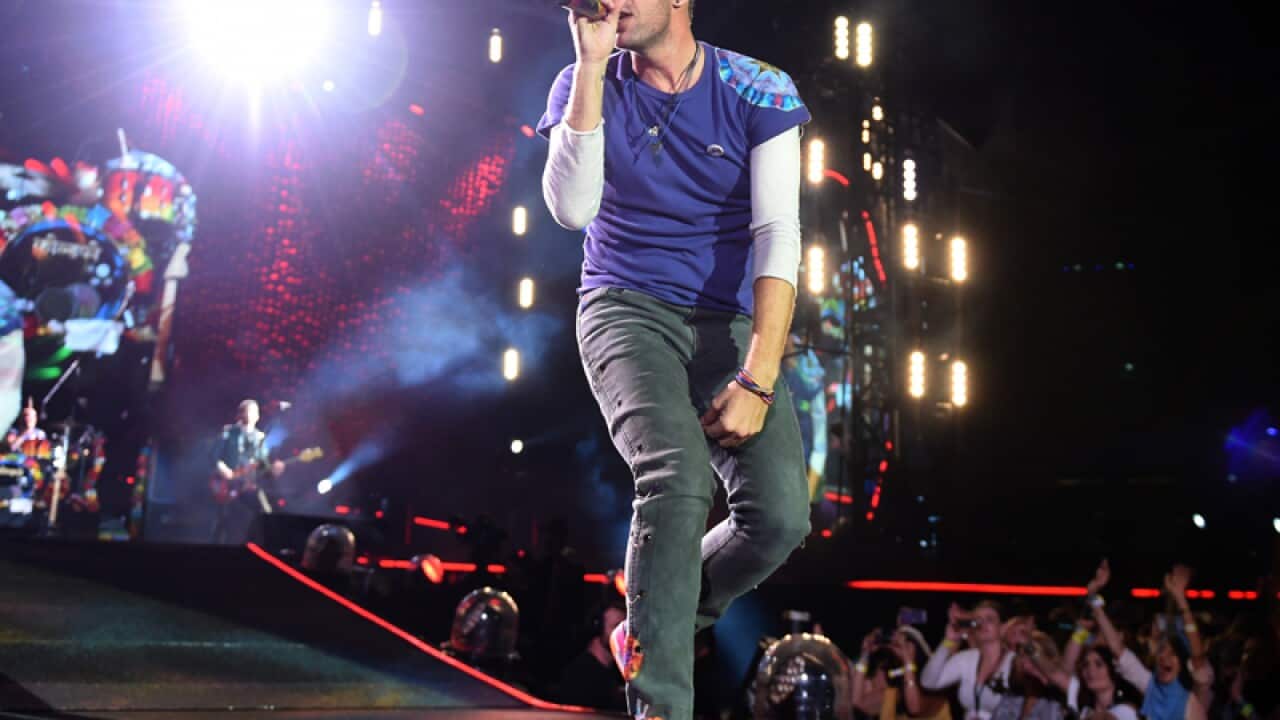 Chris Martin of British rock band Coldplay