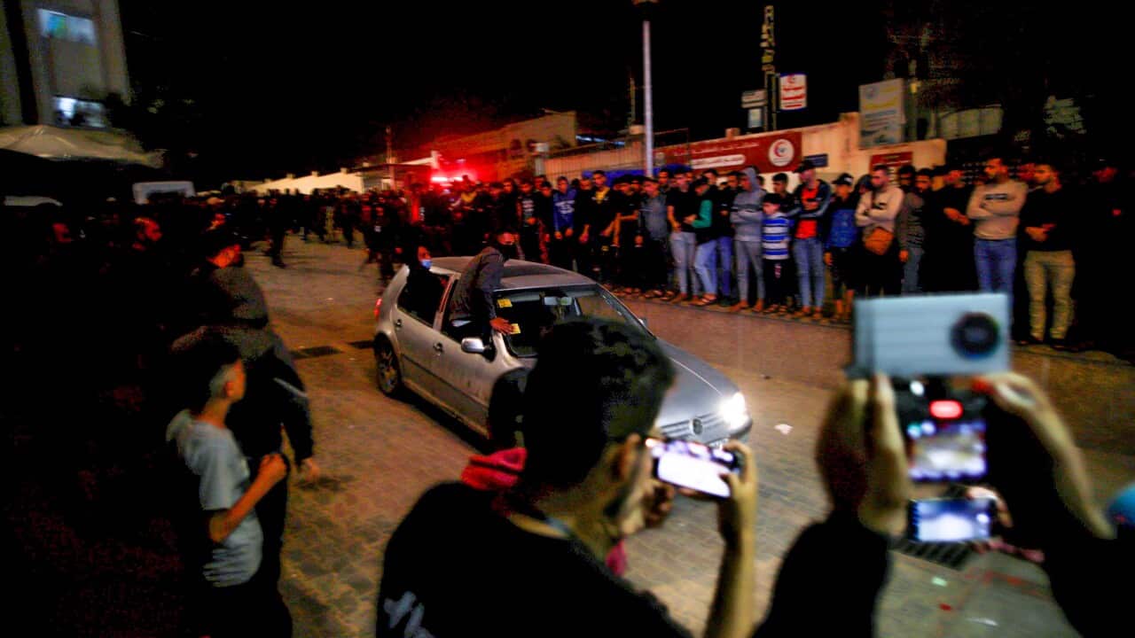 Injured people arriving at Nasser Hospital in Khan Yunis in the southern Gaza Strip