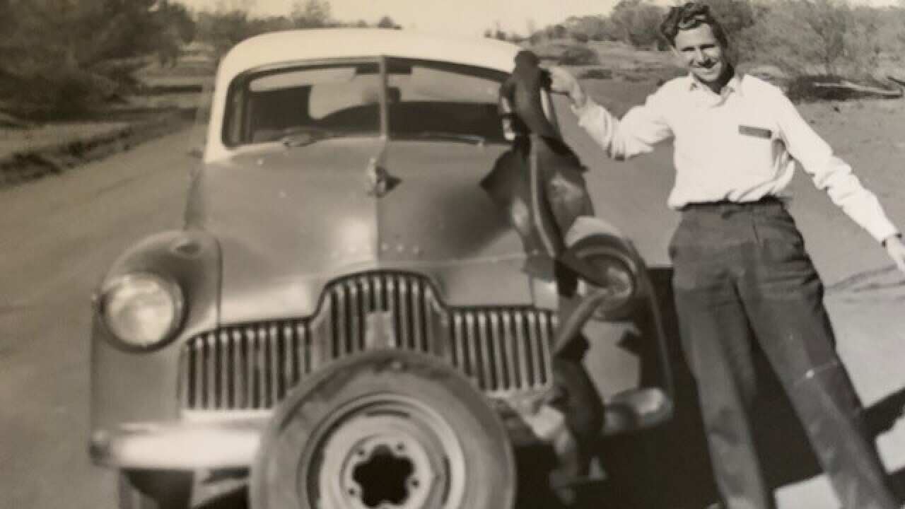 Sisto Ruchin with his first car in 1958.