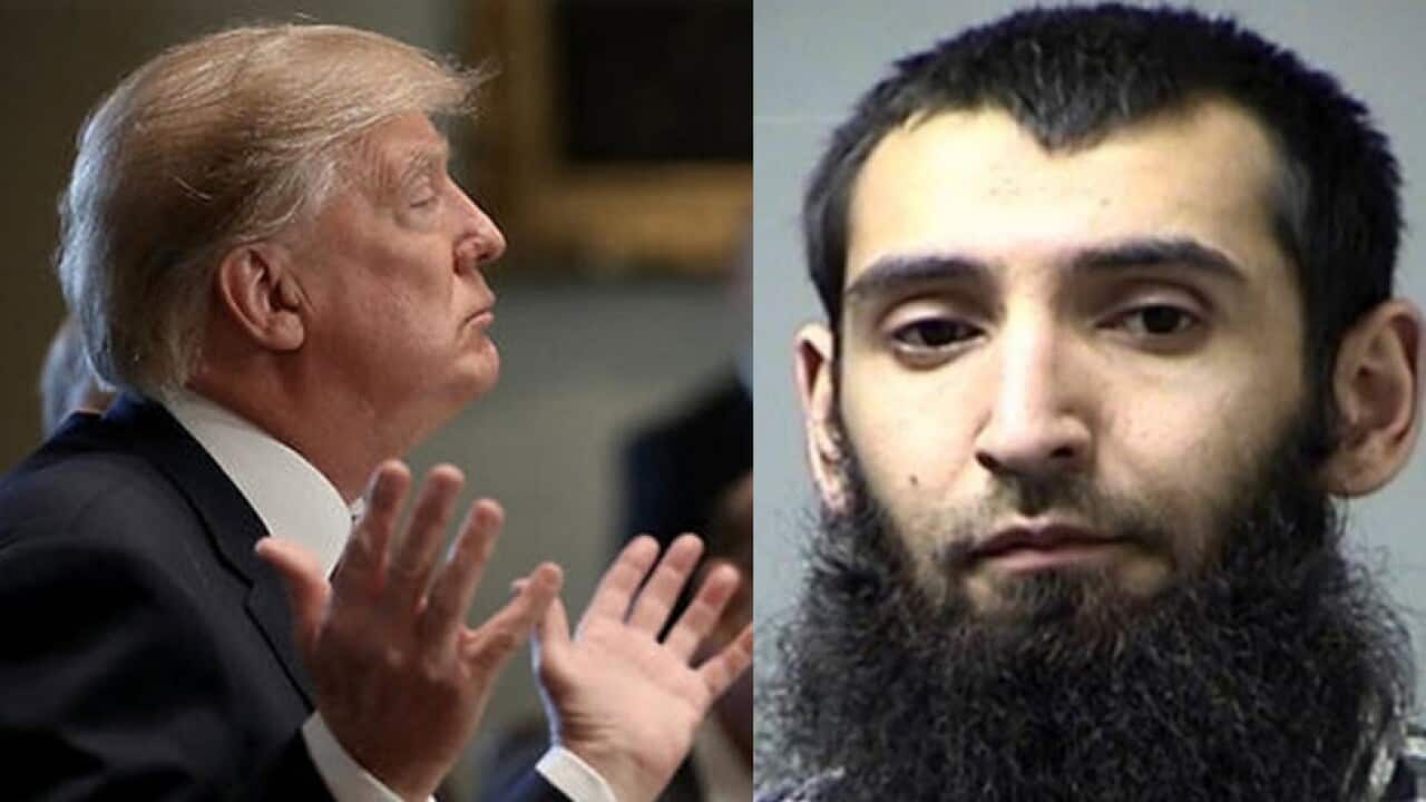 Donald Trump (L) and Sayfullo Saipov.