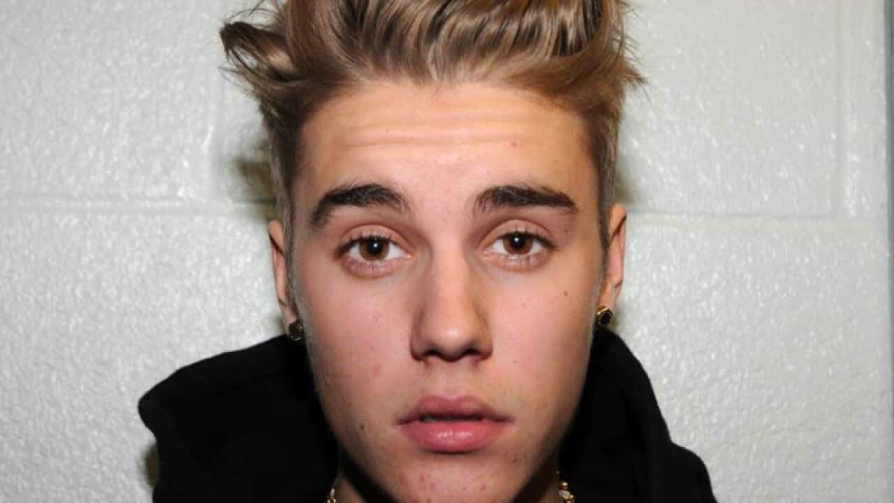 Justin Bieber at the police station in Miami Beach, Fla.