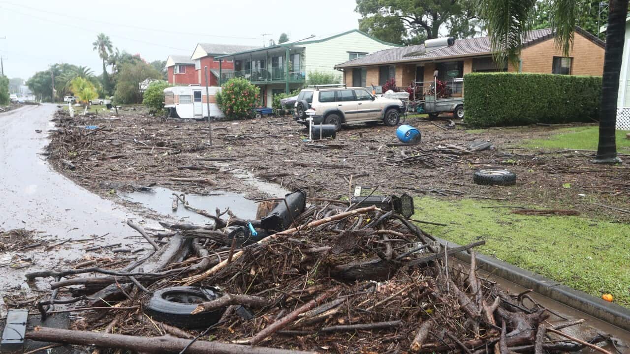 Floodwater debris is seen in Port Macquarie - NSW