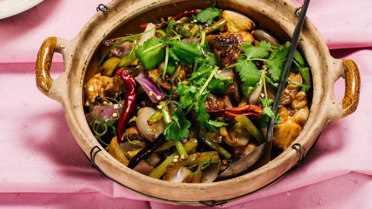 Spicy mala chicken hotpot