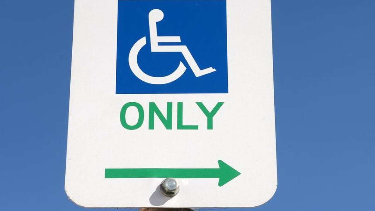 A disabled parking sign in Brisbane.
