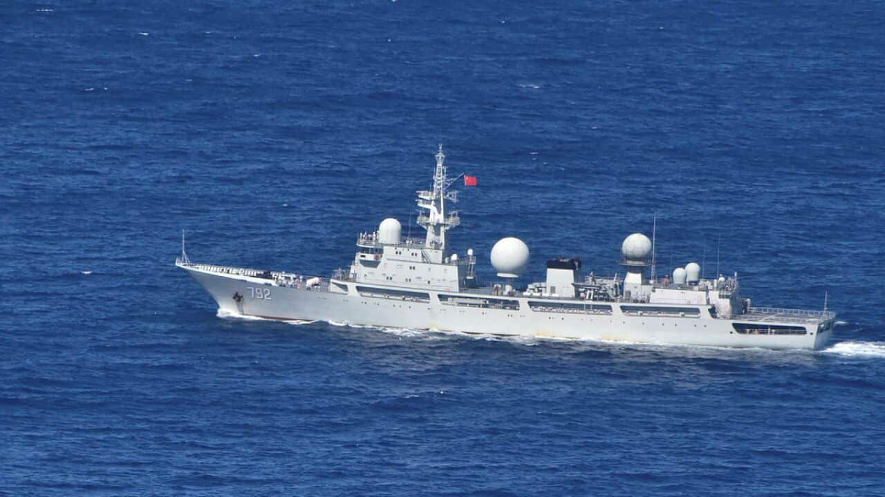 People’s Liberation Army-Navy (PLA-N) Intelligence Collection Vessel Haiwangxing operating off the north-west shelf of Australia.