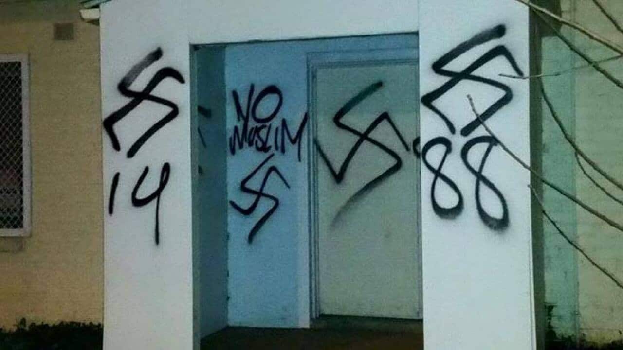 Neo-Nazi graffiti has been sprayed on the front of a South Australian Islamic community centre.