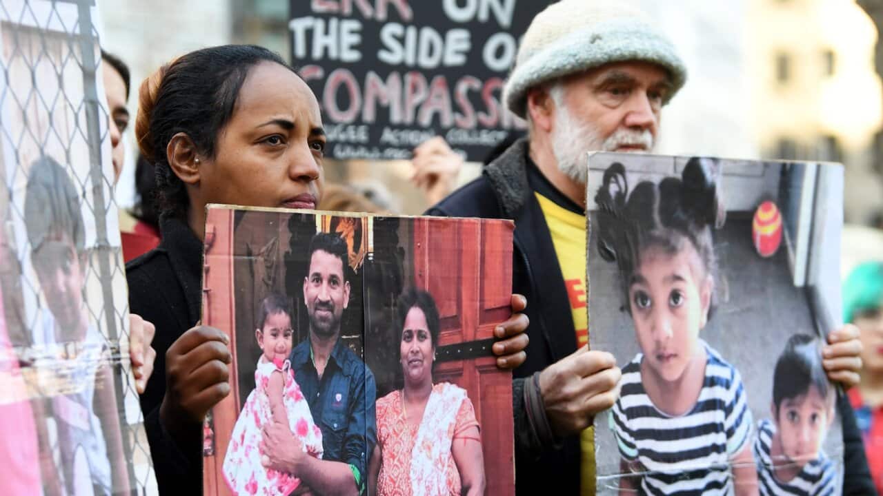 Supporter's of the Biloela family facing deportation gather for a vigil at Flagstaff Gardens in Melbourne.
