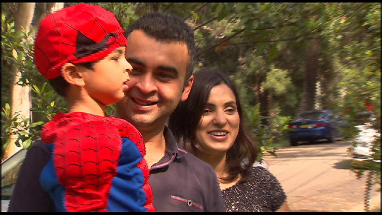 Four year old Ishan with parents Raj and Joti Pandya