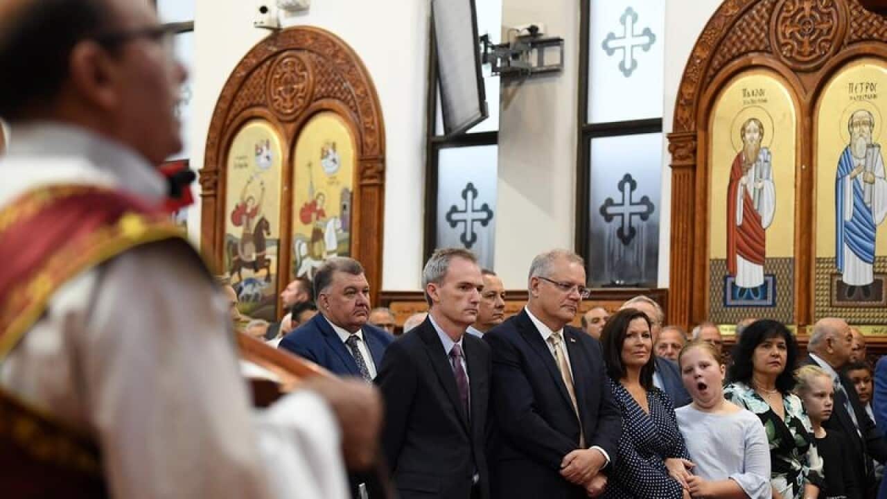 Immigration Minister David Coleman, PM Scott Morrison and wife Jenny