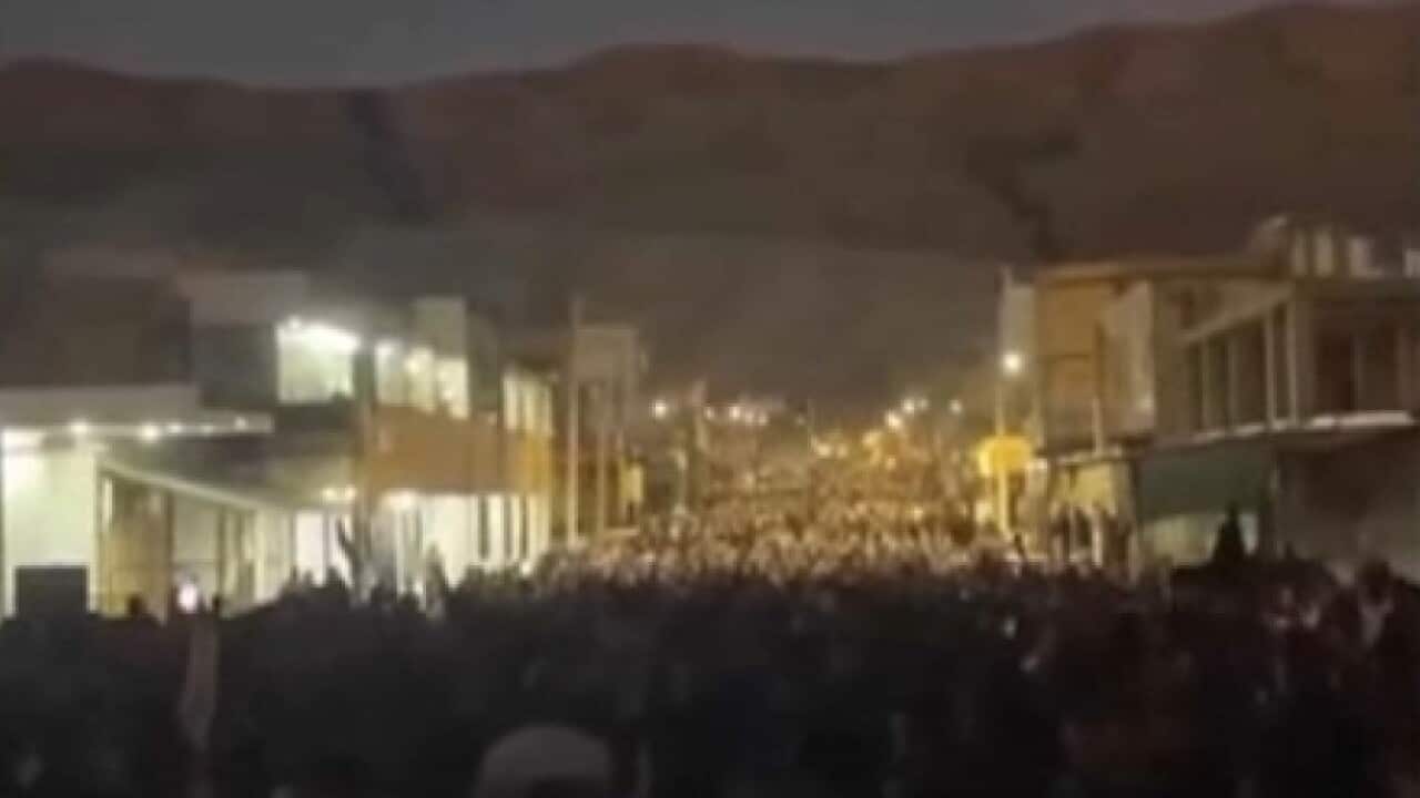 An image shared on social media of a large crowd in Abdanan, a city in Irans southwestern Ilam province (AP).jpg