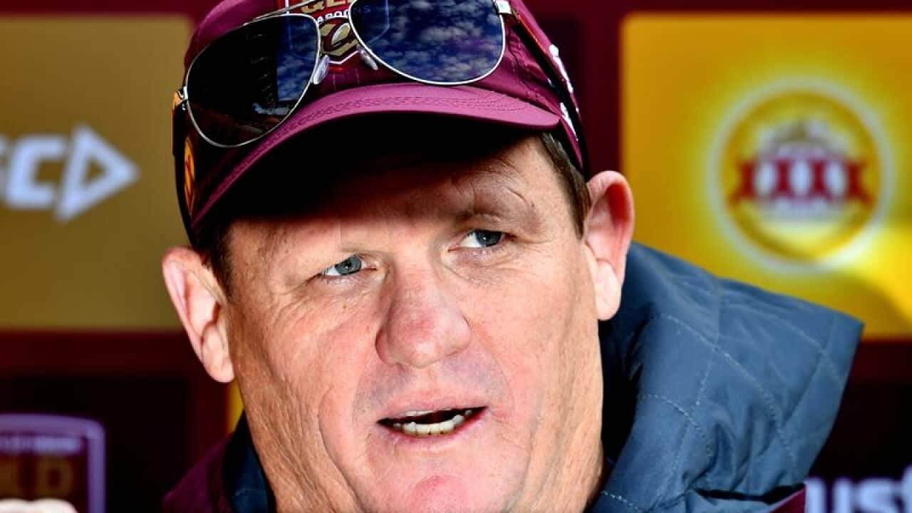 Queensland coach Kevin Walters is seen during a media conference.
