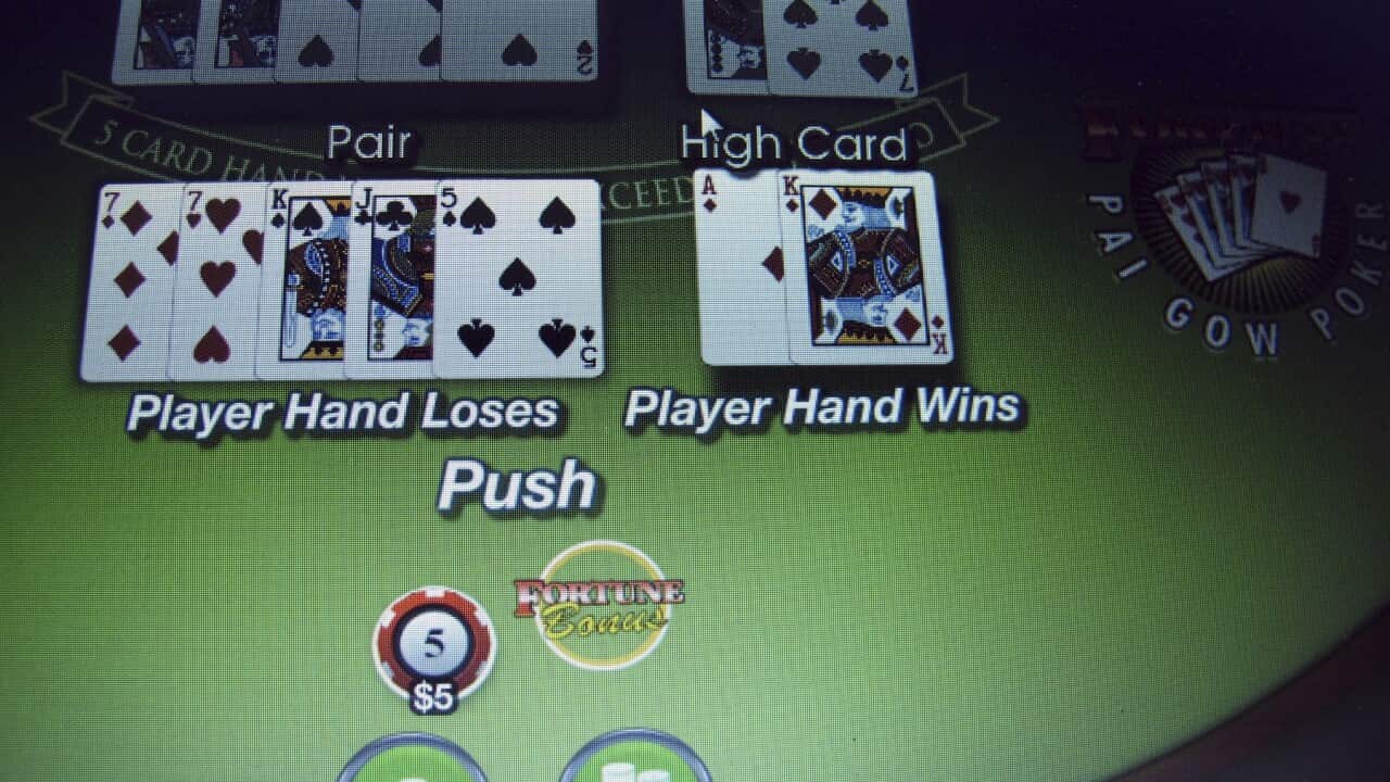 A game of pai gow poker plays out on a computer screen (AAP)
