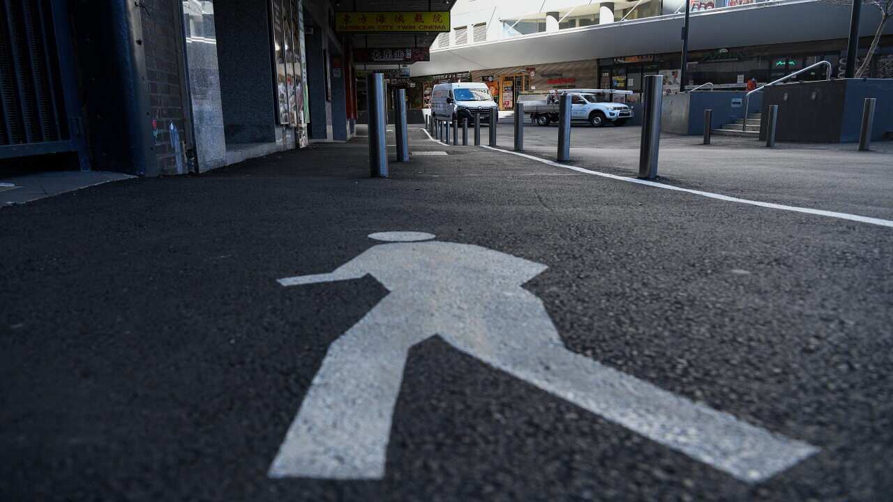 An empty alleyway is seen in the central business district of Sydney during lockdown