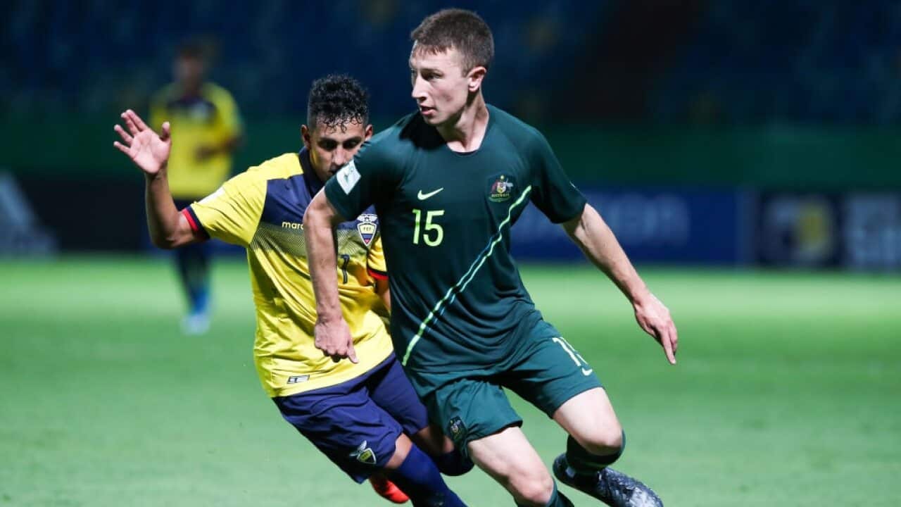 Anton Mlinaric in action for Australia at the FIFA U-17 World Cup in 2019