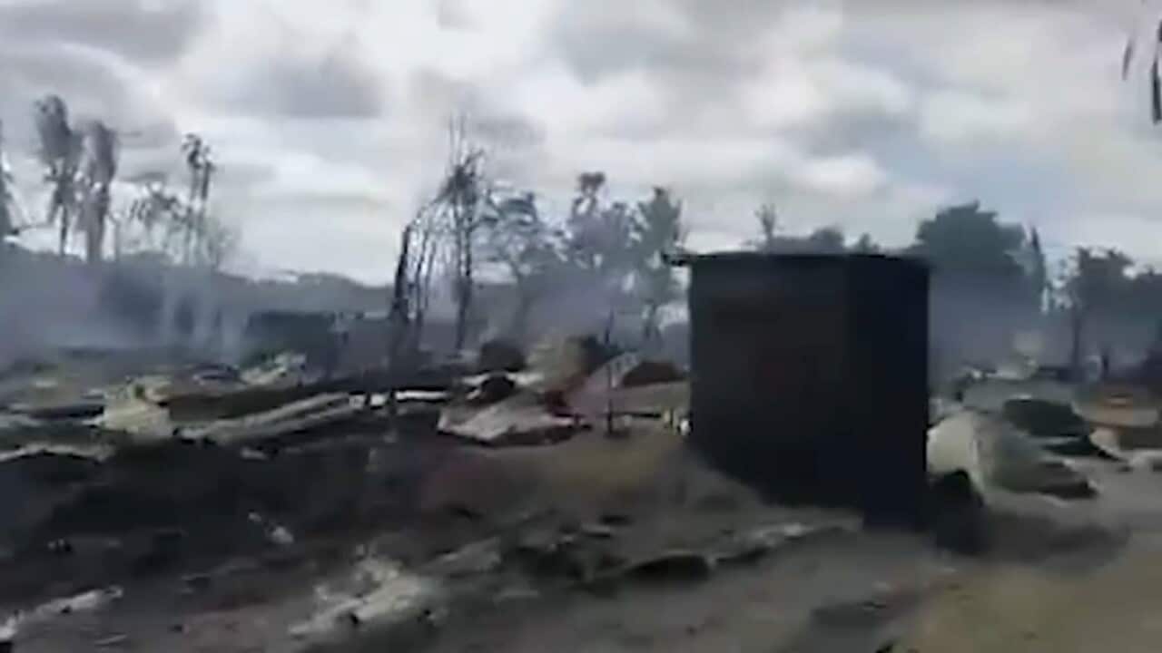 A village destroyed in Myanmar