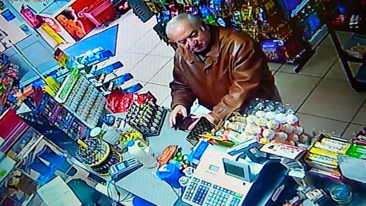 CCTV image of Sergei Skripal buying groceries at the Bargain Stop convenience store in Salisbury on February 27, 2018.