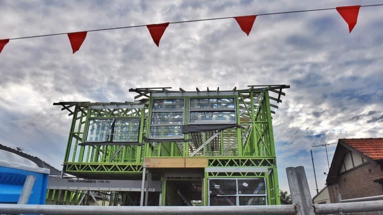 A house under constructed is seen in Sydney.