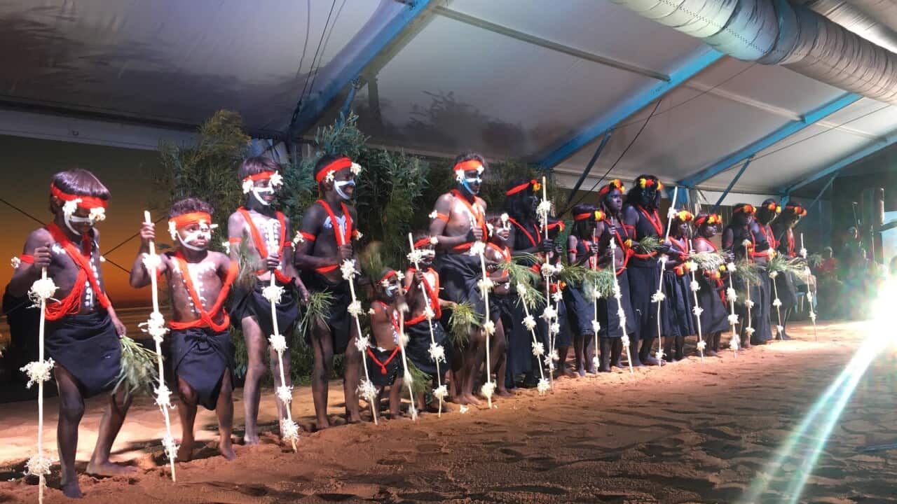 Children performing during the 2018 Annual Native Title Conference dinner.