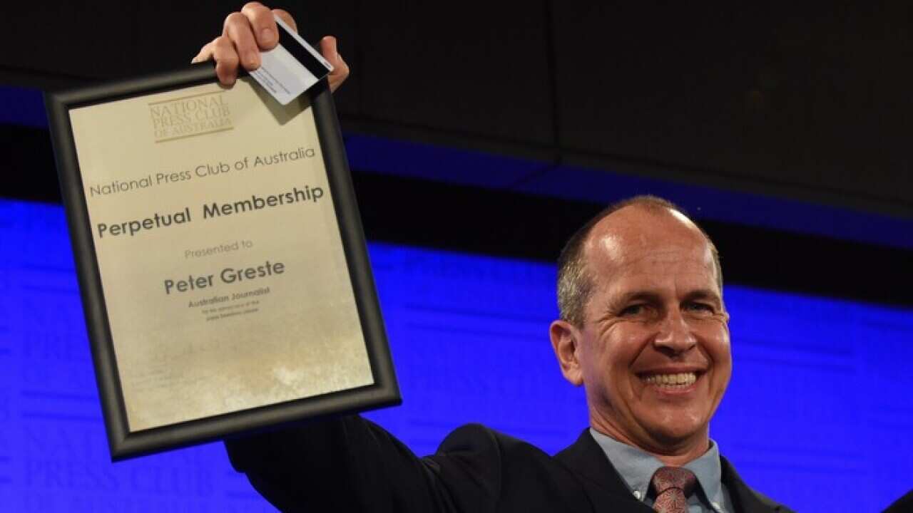 Journalist Peter Greste receives a perpetual membership at the National Press Club