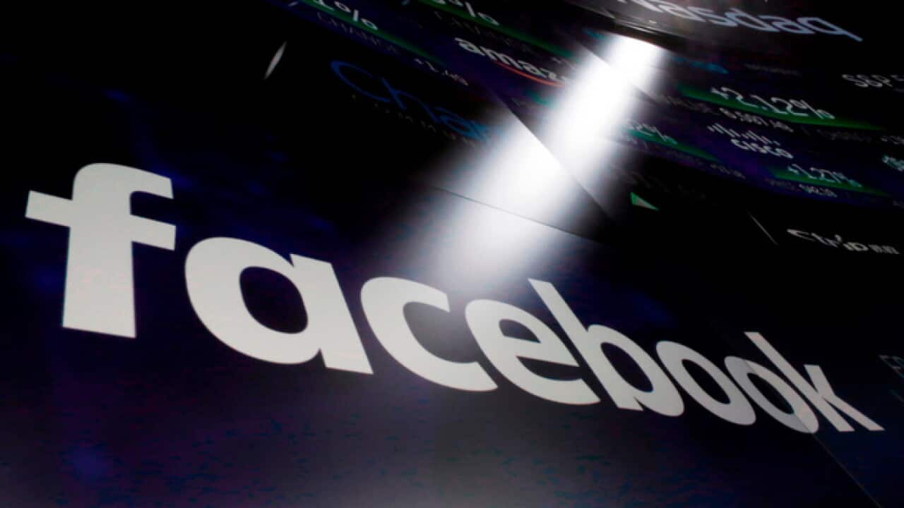 The Facebook logo on Nasdaq screens