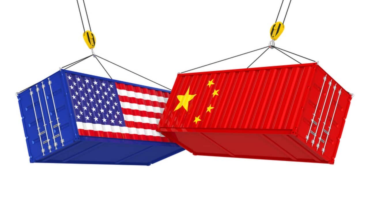 United States and China Cargo Container Isolated. Trade war Concept